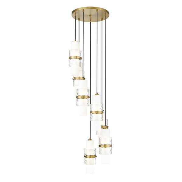 Z-Lite Cayden Chandelier, 7-Light, 18 In.W x 16.75 In.H, Modern Gold/Clear + Etched Opal 1946P-7R-MGLD - main
